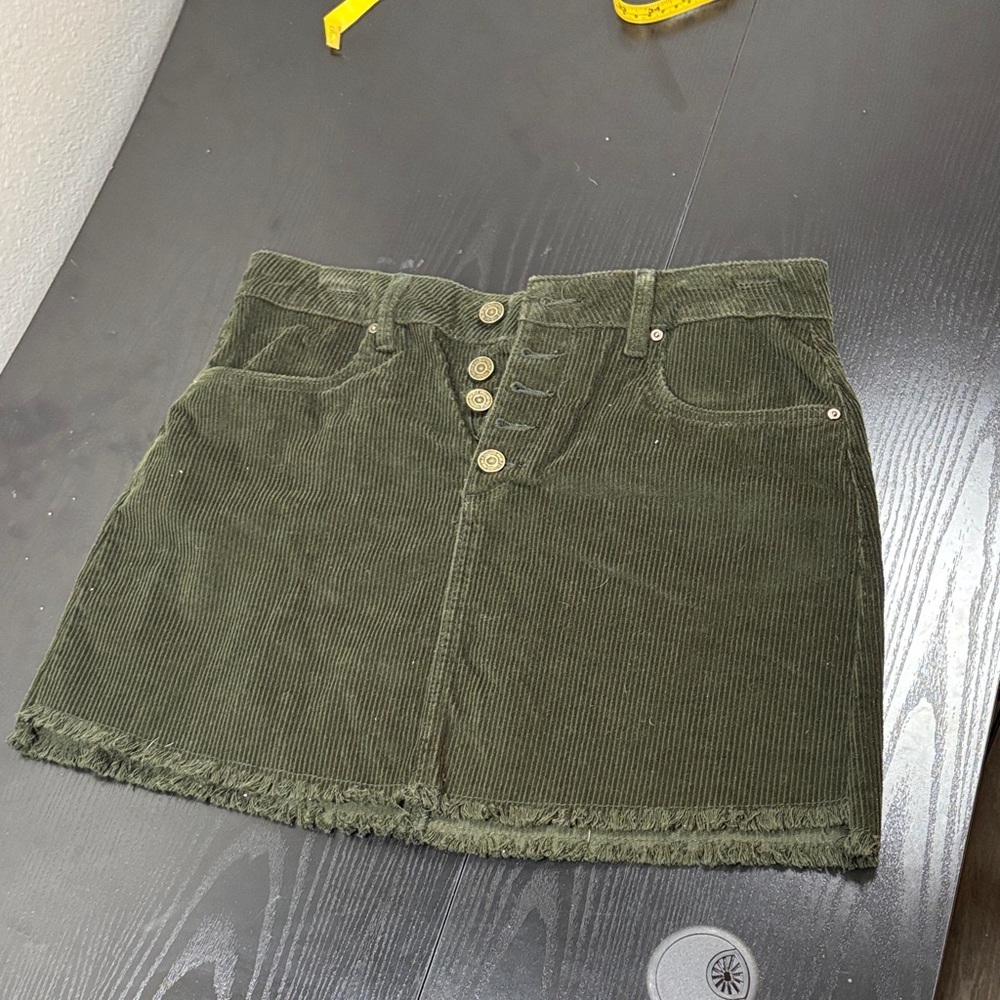 Indigo Rein Green Corduroy Mini Skirt